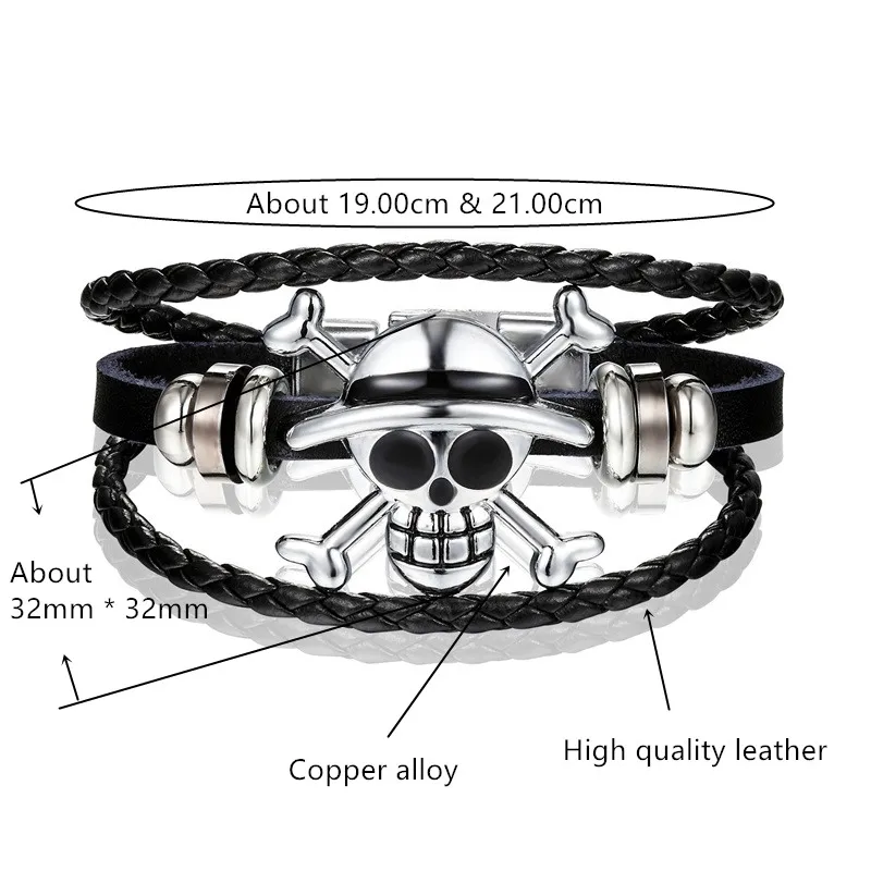 Jadisney pulseira de couro para homens, acessório estiloso para homens pulseira de couro preta e marrom, bracelete vintage com caveira