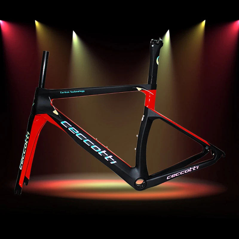 

Carbon Road Bike Frame, T1000 UD or 3K Weave Bicycle Frameset BSA and PF30 Reflective Ceccotti Logo, New