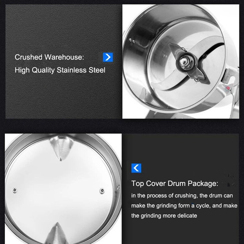 Con pezzo di ricambio gratuito 2500G /800G macinacaffè macchina erbe grano spezie mulino medicina miscelatore di grano smerigliatrice per alimenti secchi