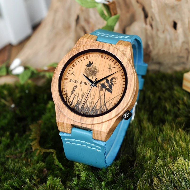 BOBO BIRD Watch Men Wooden Lifelike Print Dial Face Quartz Watches Fashion 3D Visual Timepieces as Gift relogio masculino