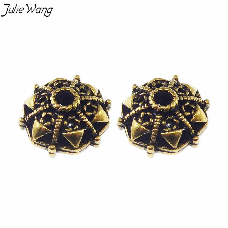 Julie Wang 10PCS Wholesale Bronze Tone Zinc Alloy 3mm Hole Beads Hot Sale Jewelry Bracelet Anklet Dangle Earring DIY Findings