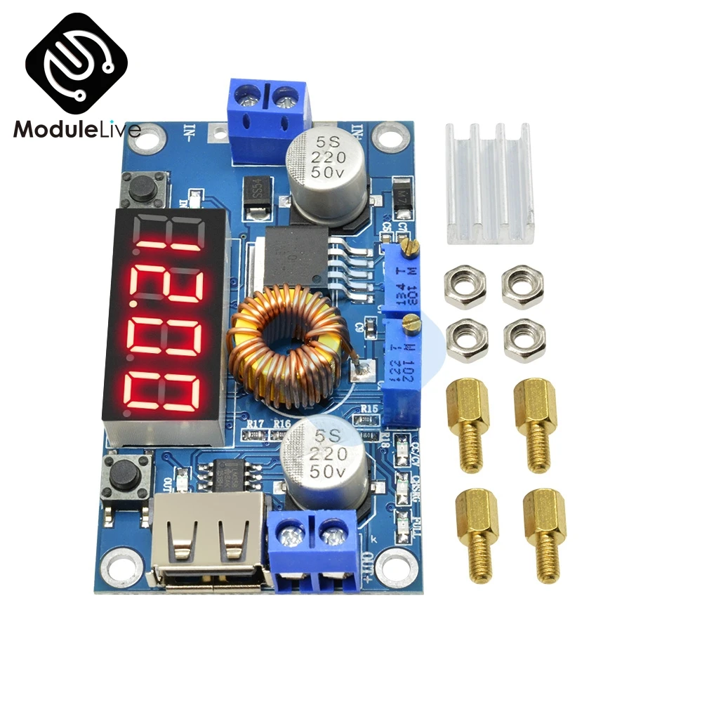 DC-DC 5A Digital LED Drive Lithum Battery Charger Module CC/CV USB Step Down Buck Converter With Voltmeter Ammeter