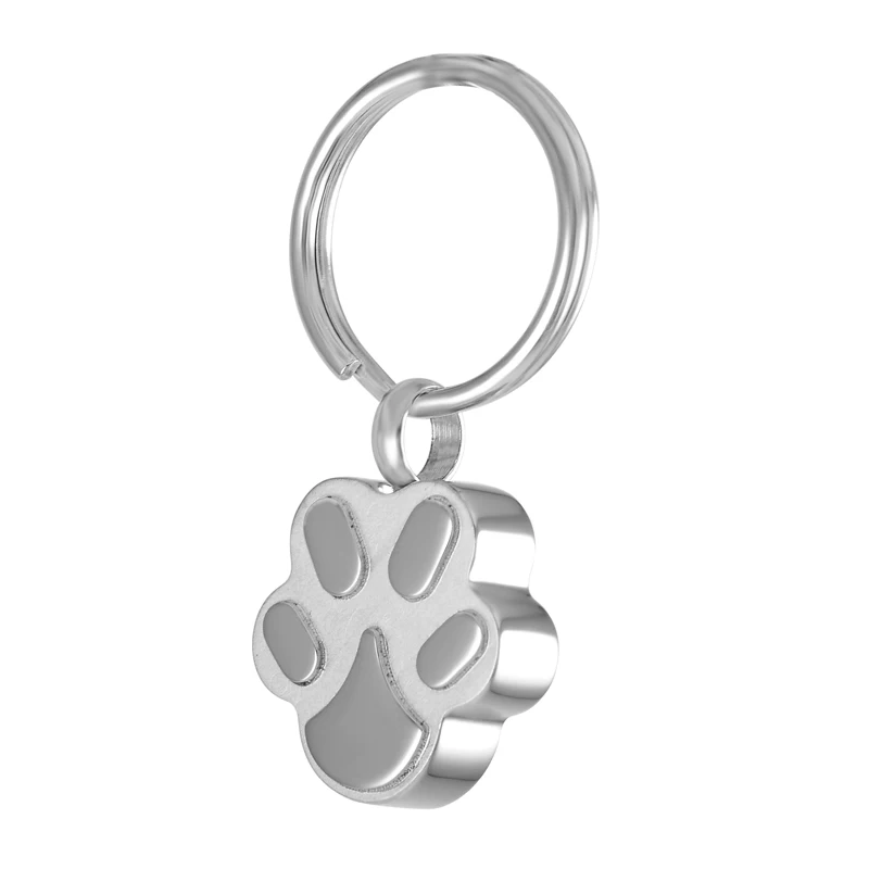 Stainless Steel Key chain with Charms Cremation Urn Key Chain Keepsake Memorial Ashes Pet Paw Key ring for Funeral Gift