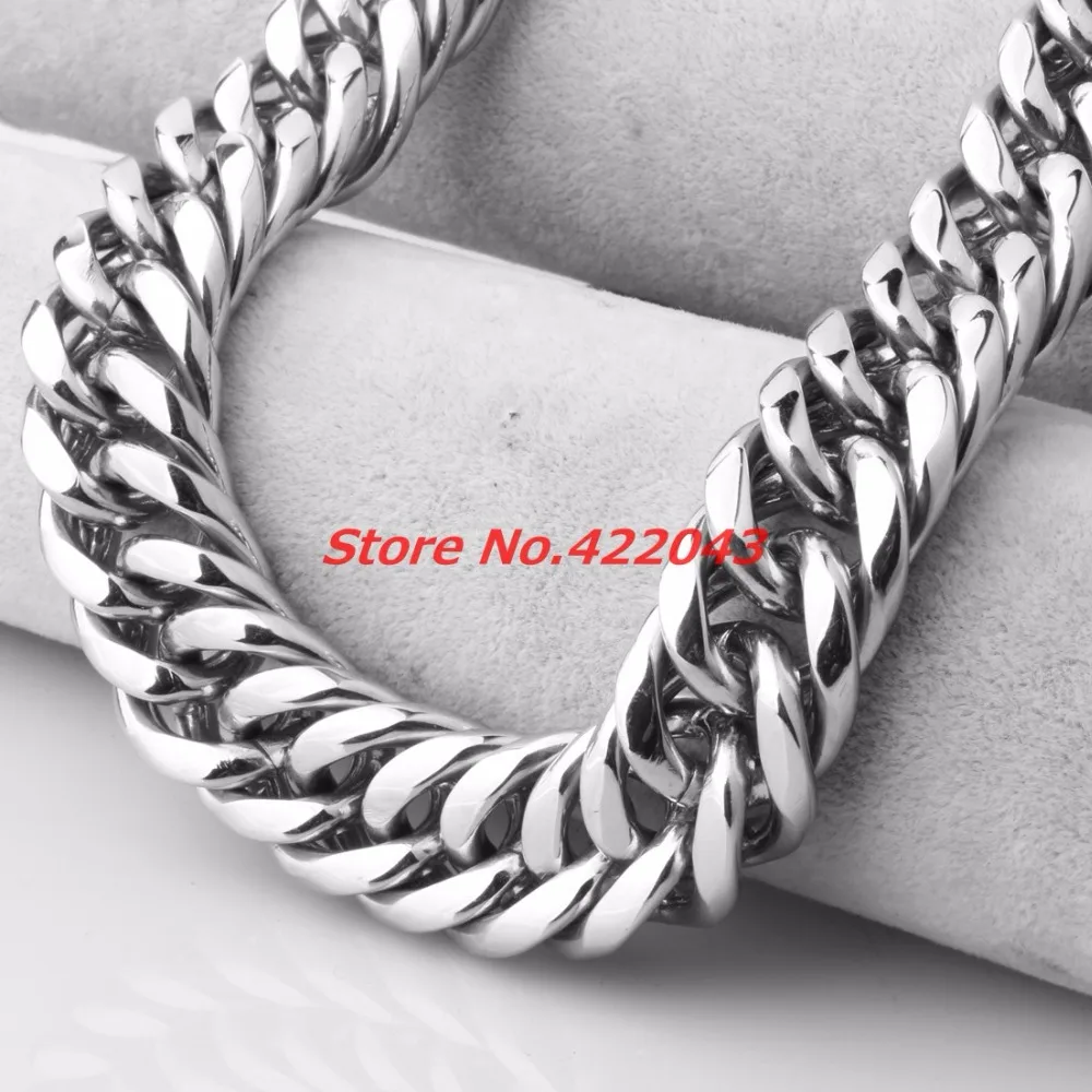 Granny Chic 9/11/13/16/20/22mm Stainless Steel Necklace  Curb Cuban Link Silver Color Mens Boys Chain Fashion Jewelry