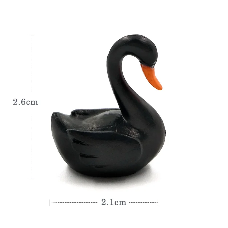 10pcs Black White Swan Figurine Cartoon Ducks Animal Statue Ornaments Home Decor Miniature Fairy Garden Decoration Accessories