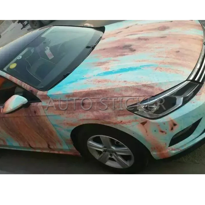 

5/10/15/20/25/30m*1.52m Light Blue Rust Camouflage Vinyl Adhesive PVC Vinyl Film Car Wrap Rusty Vinyl For Boat DIY Decal