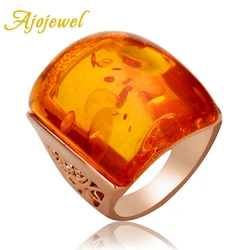 Ajojewel size 7-9 Beautiful Orange Resin Big Stone Ring Women Accessories Imitation Anel Costume Jewelry