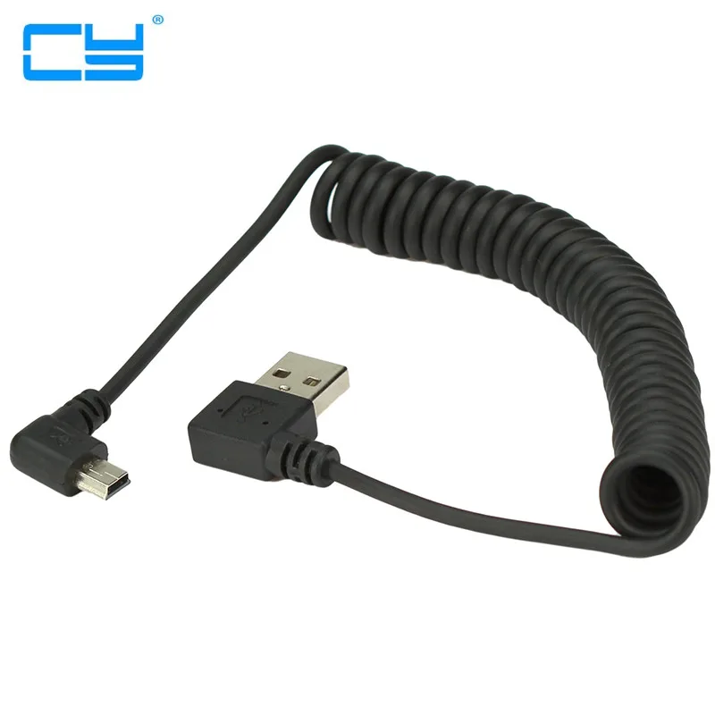 كابل شحن بيانات USB 2.0 ذكر إلى ميني USB 2.0 بزاوية 90 درجة قابل للسحب 40 سنتيمتر