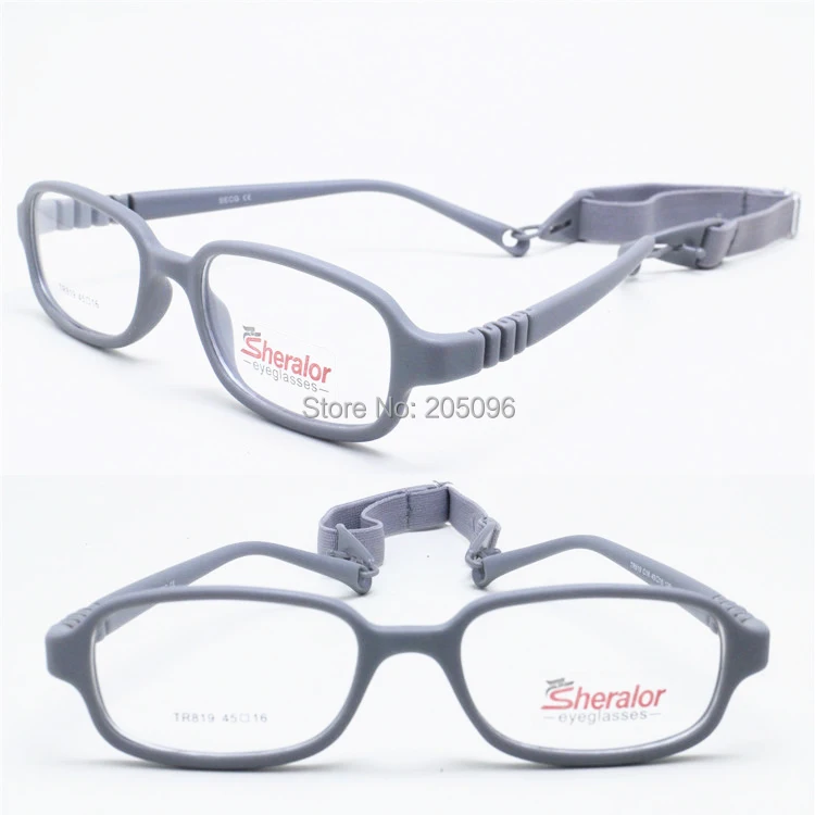 

819 Hight end quality flexible hingeless rectangle shape TR90 environmental prescription eyeglasses with elastic cord for kids