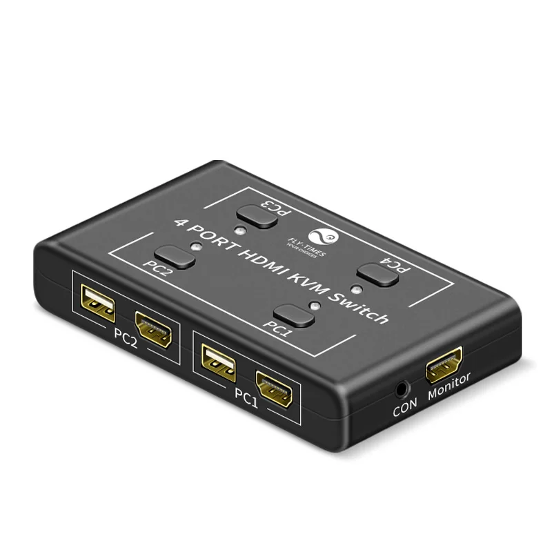 HDMI KVM Switch Switcher HD 4 Input 1 Output Splitter Sharing 4 Devices for Mouse Keyboard Monitor