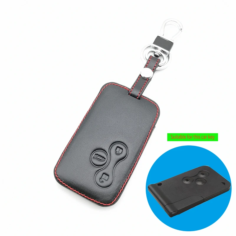 Leather Car Key Case Cover Skin Protector For Renault Clio Megane 2 3 Koleos Logan Scenic 3 Buttons Smart Card