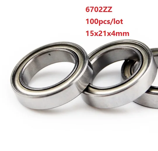 

100pcs/lot 6702ZZ 6702 ZZ 6702Z 15x21x4mm Thin Section Double metal Shielded Deep Groove Ball Bearing 15*21*4mm