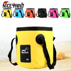 12L Portable Bucket Water Storage Bag Storage Bag Waterproof Water Bag Fishing Folding Bucket Camping ​Hiking Outdoor Travel