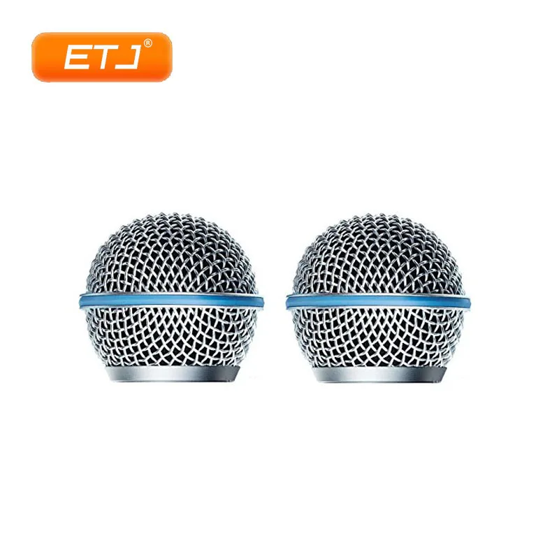 2pcs Microphone Ball Mesh Grille Beta58 SM 58 Microphone Accessories Ball Head Replacement Accessory Electroplating Silver