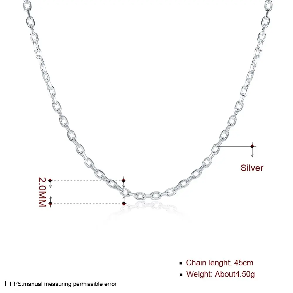 Women's 925 Sterling Silver Rolo Square Chain Necklace, Classic Style