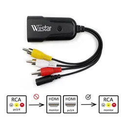 WIISTAR HD 1080P dla HDMI AV/RCA CVBS kompozytowy konwerter wideo audio Adapter Mini dla HDMI2AV obsługuje PAL/NTSC dla TV Stick