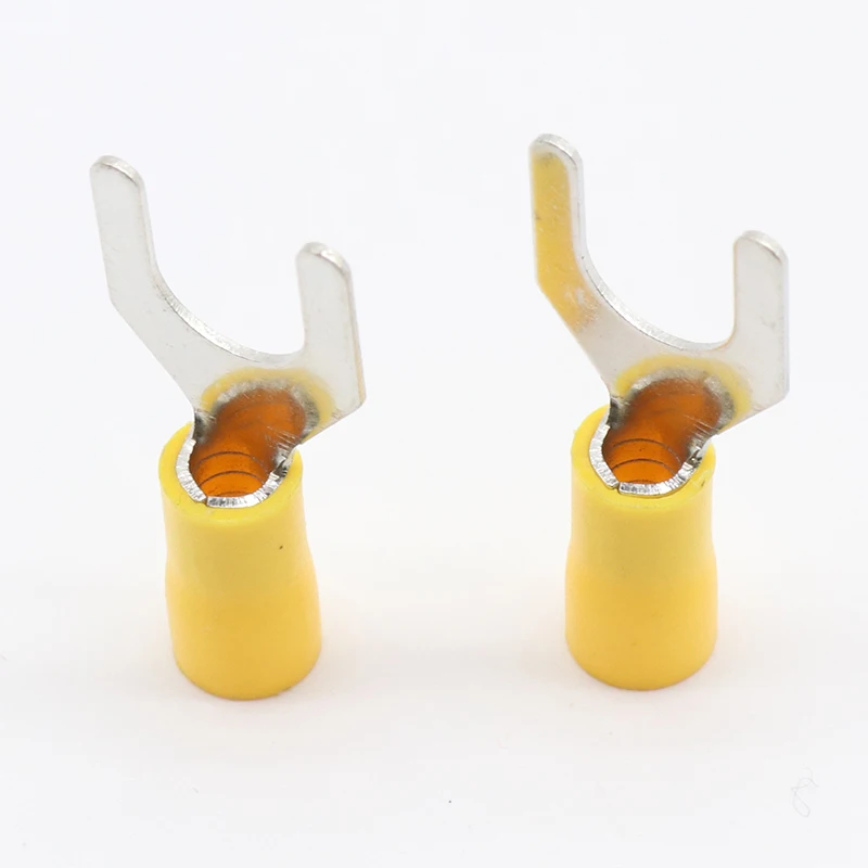 SV5.5-8 Yellow Terminal Cable Wire Connector 50PCS Insulated Fork Spade Crimp Connector Terminals Electrical Wiring SV5-8 SV