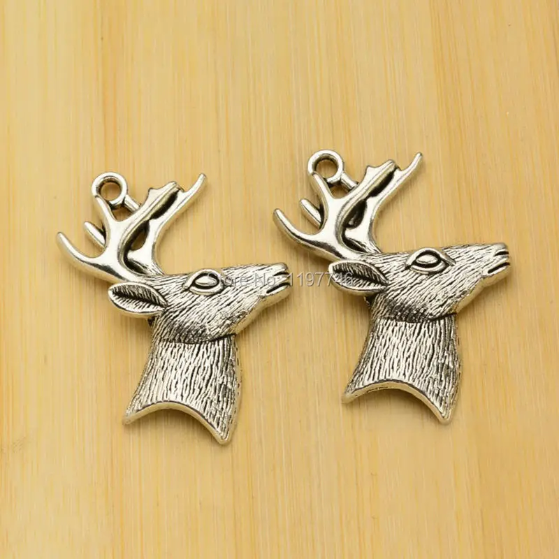 Various Design Antique Bronze Silver Tone Elk Deer Head Christmas Deer Zinc Alloy Animal Charm Pendants Connector For DIY