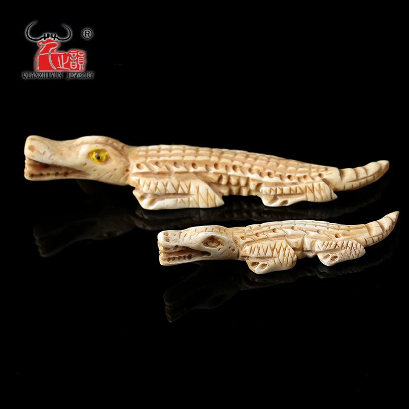 Ręcznie rzeźbione koraliki z kości krokodyla Yak do tworzenia biżuterii Vintage Charms DIY Biżuteria Akcesoria 70mm /100mm