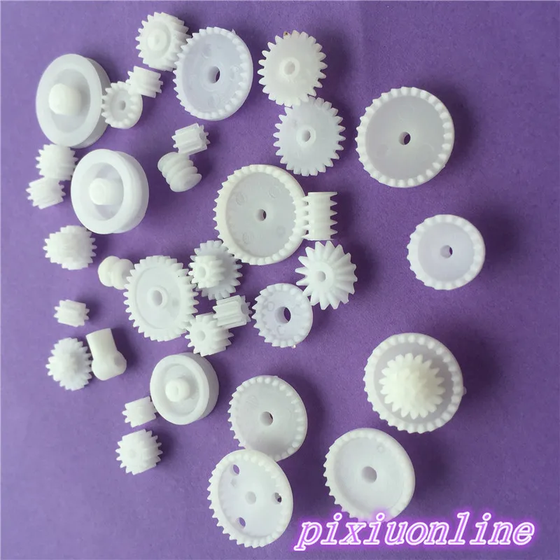 80pcs K015Y Plastic DIY Gear Set Single Double Layer Crown Shaft Axle Sleeve Tooth Strip Bevel Gear High Quality On Sale