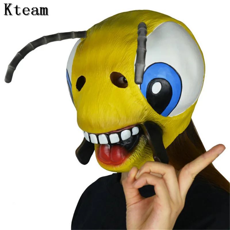 Funny Collection COS Heist Bees Insect Head Mask Eco-friend Latex Halloween Party Cosplay Carton Bee Face Mask Props Fancy Dress