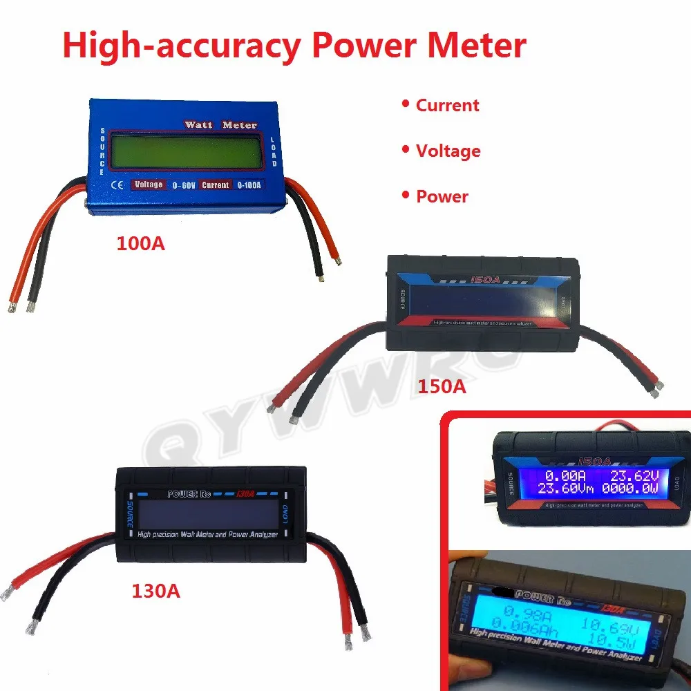 Digital Wattmeter High-accuracy Power Meter DC 60V 100A 130A 150A RC Watt Meter Checker Balance Voltage Battery Power Analyzer