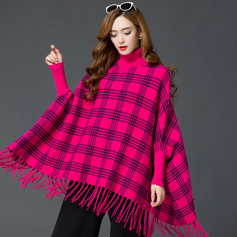 

New Fashion Winter Pullover Plaid Vintage Scarf Women Ladies Layers Poncho Warm Scarve Capa Para Mujer Pashmina Cloak Wrap Shawl