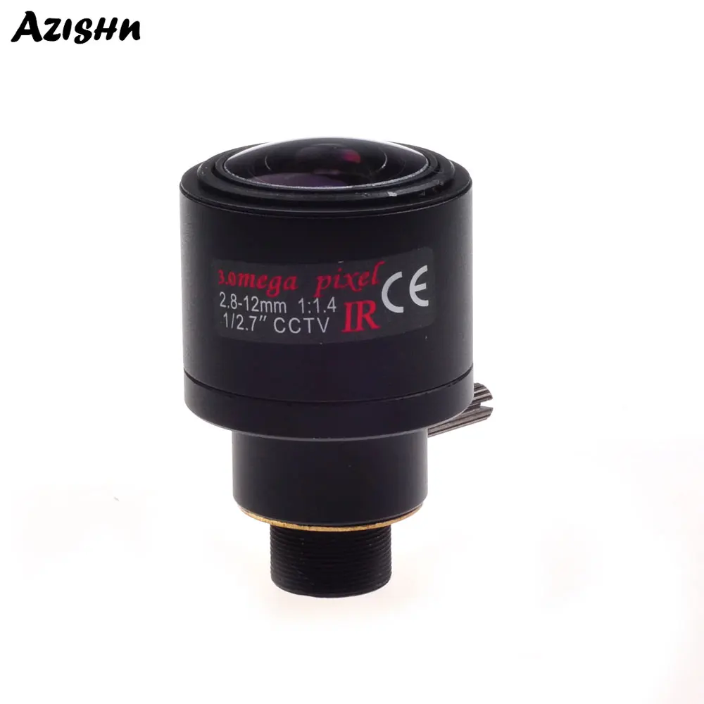 

AZISHN 3.0 Megapixel fixed iris HD CCTV camera lens 2.8-12mm/varifocal IR HD security camera lens/manual zoom & focus M12 F1.4