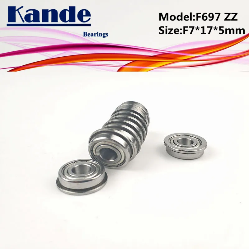 Kande Bearings F697ZZ 10pcs ABEC-1 F697 ZZ  F697-2Z Miniature Deep Groove Ball Bearing F7*17*5mm 697 F697