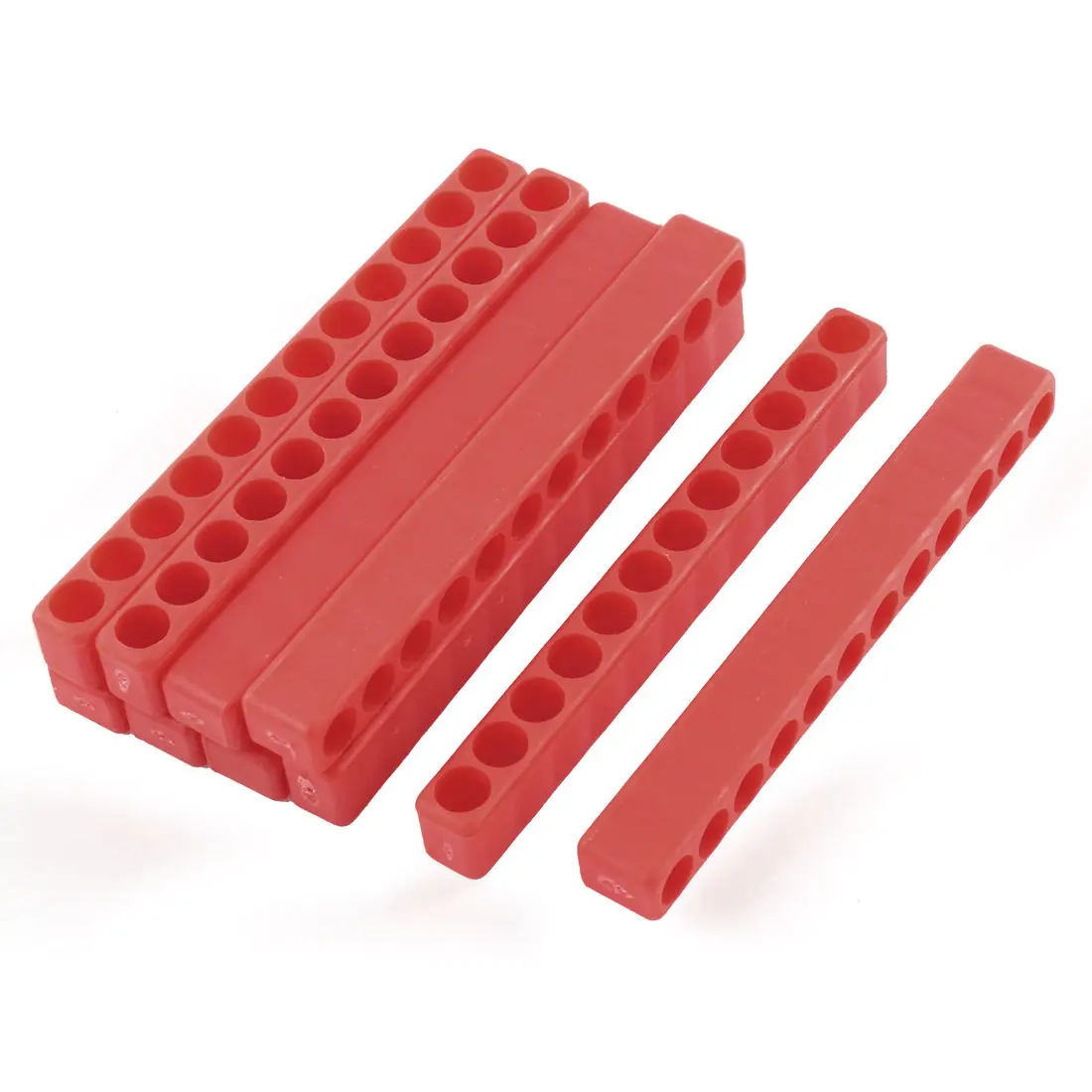 100mm Long 7mm Dia 12-Hole Screwdriver Bit Holder Block Red 10 Pcs