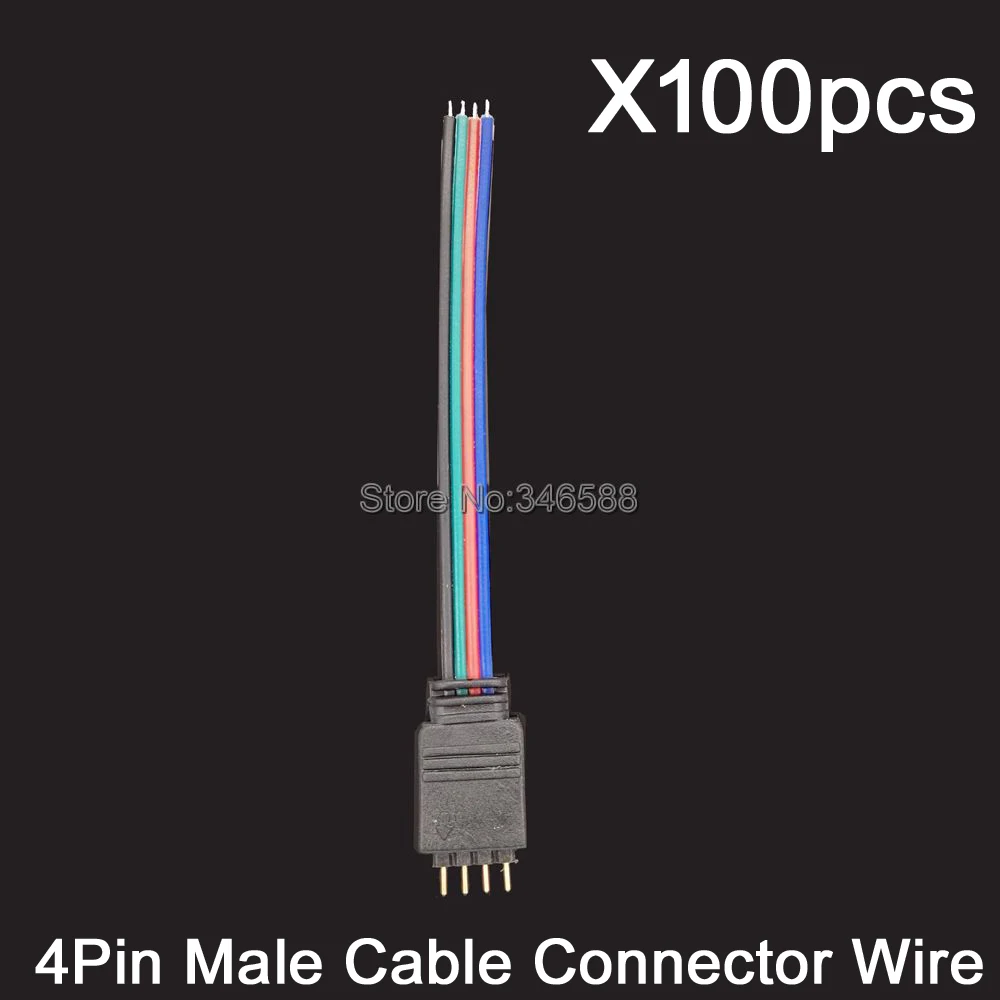 

100PCS 4-pin 4Pins RGB Male Cable Connector with 10cm Wire - Quick Jumper Cord for RGB LED Strip Lights/RGB LED Controller