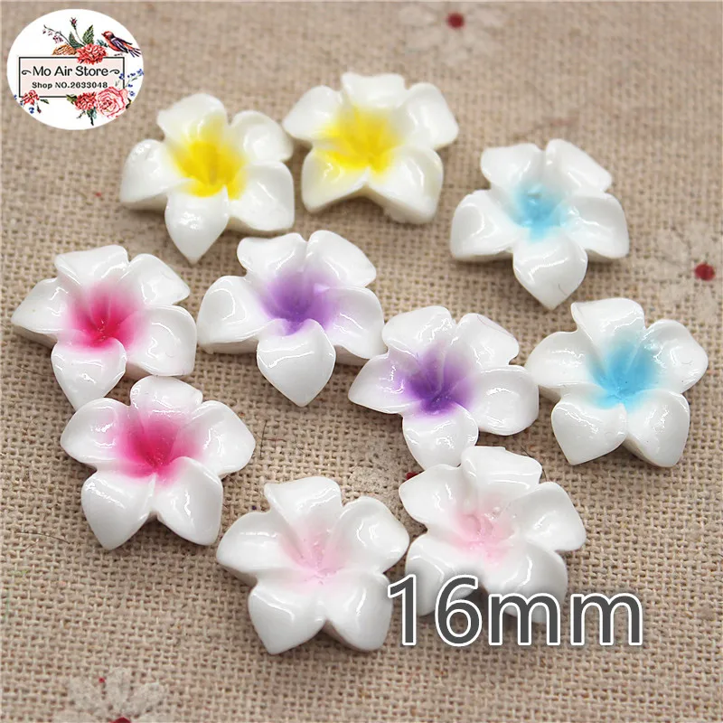 20pcs 16mm Mixed Color flower Plumeria rubra resin flatback cabochon DIY jewelry/phone decoration