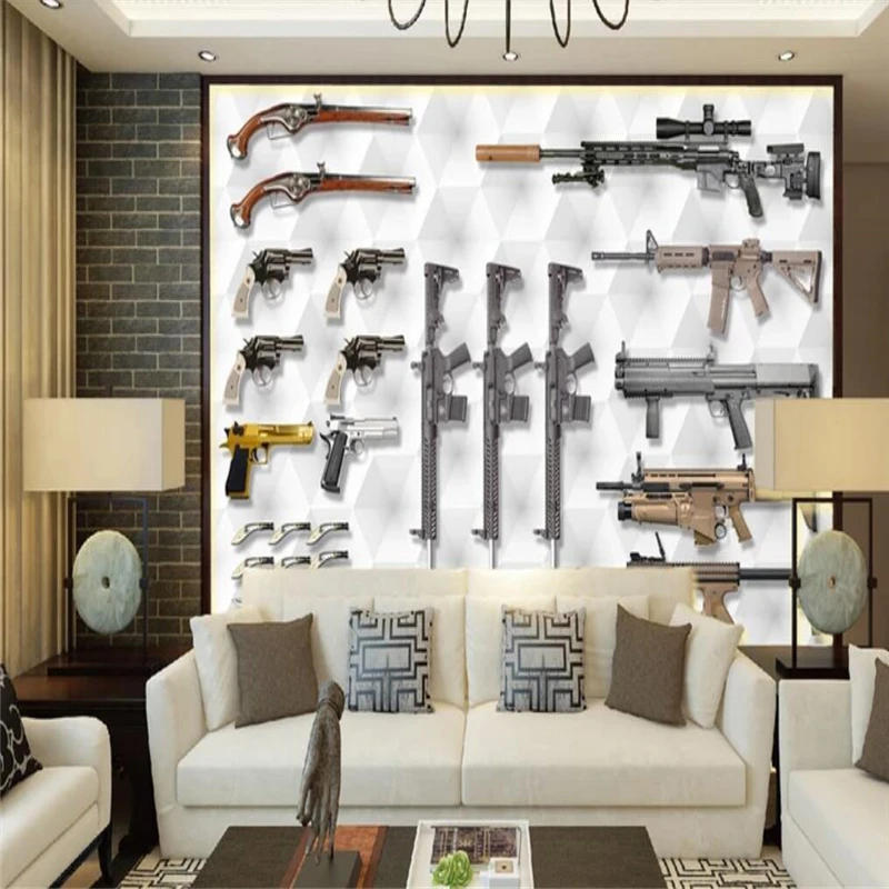 Decorative wallpaper 3D creative gun background wall
