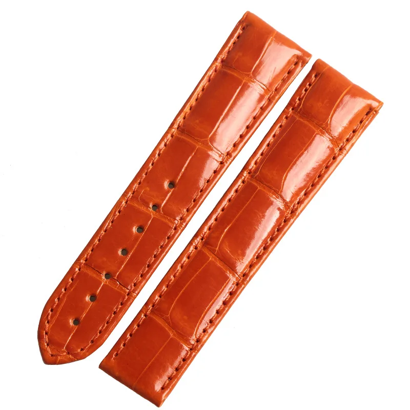 WENTULA watchbands for OMEGA SEAMASTER 2909.50.38 orange  alligator skin /crocodile grain 22mm watch band