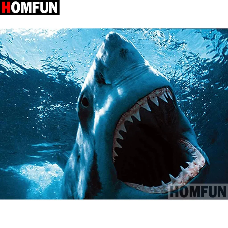 

HOMFUN Full Square/Round Drill 5D DIY Diamond Painting "Animal shark" Embroidery Cross Stitch 3D Home Decor Gift A13415