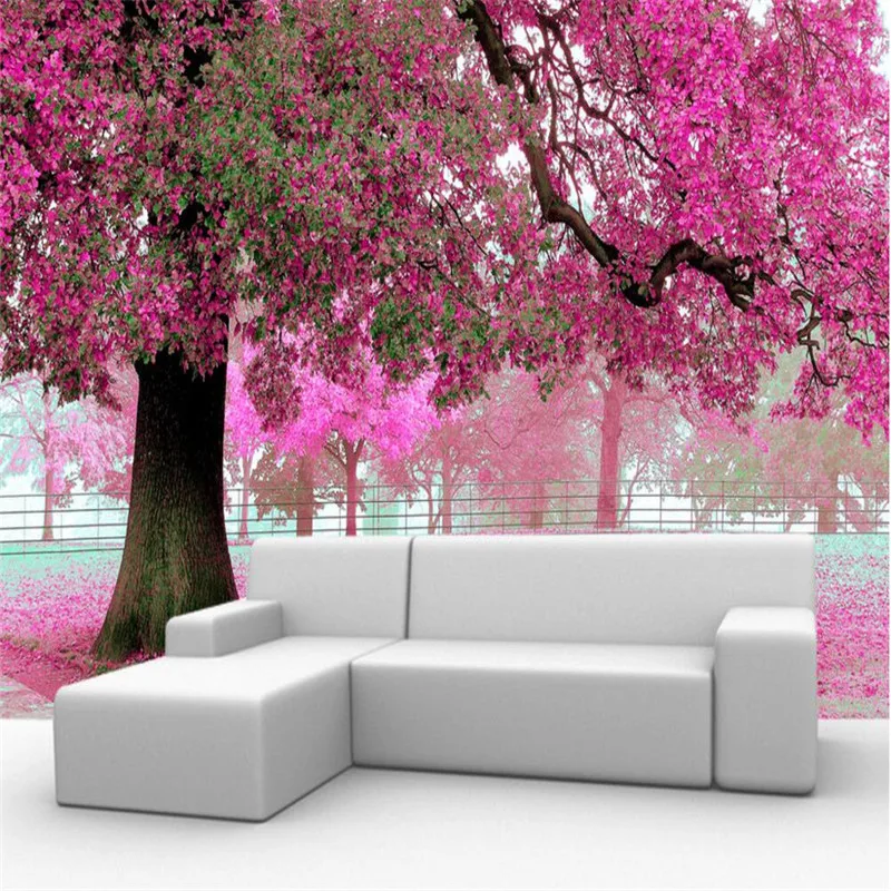 beibehang photo 3d wallpaper custom TV setting wall of sitting room sofa warm romantic purple tree mural papel de parede