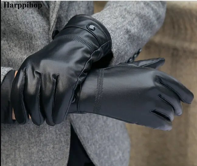 Gants chauds en cuir véritable pour hommes, mitaines de marque, noir, couleur marron, hiver, 2024