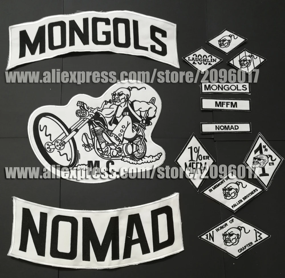 13pcs/set Mongols Patches for Motorcycle Biker Jacket Clothing Rider badges of nomad MFFM appliques iron on Patches sticker