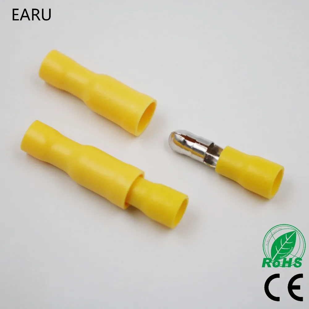 50pcs Yellow Male Female Bullet Insulated Connector Crimp Terminals Wiring Cable Plug FRD12.5-156 MPD1.25-156