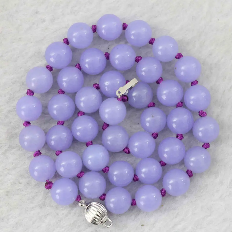 New purple violet stone chalcedony jades 8mm 10mm 12mm round beads fashion diy jewelry necklace 18\