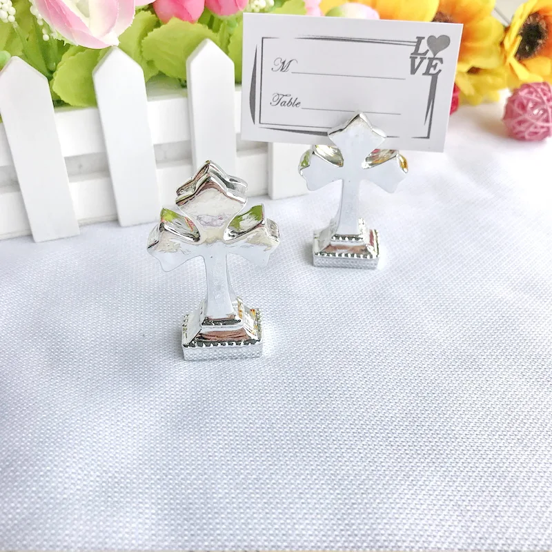 12PCS Religious Activities Favors and Gift Sacrament Cross Place Card Holder Church Wedding Party Table Decoration Drop Shipping