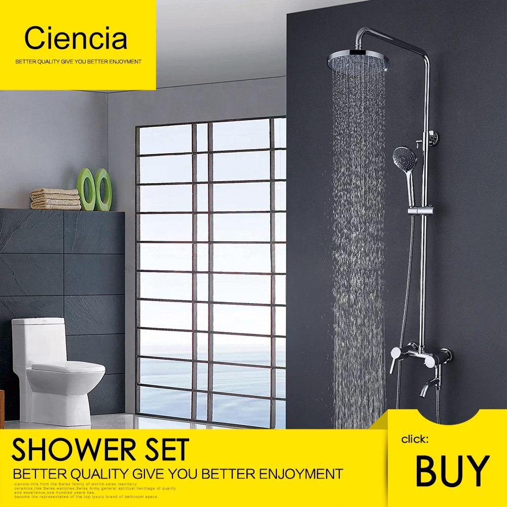 

Ciencia Luxury Brass Bathtub Faucet Mixer tap With ABS Top Sprayer Hand Shower Wall Mounted Rain Shower faucets Set