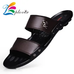 Leather Summer Slippers Men 2024 Fashion Brand Men Beach Slippers Sandals Men Shoes Flip Flops slides sandalias hombre