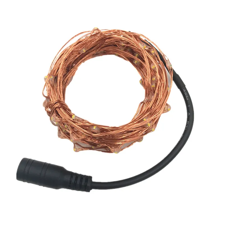 DC 12V Adapter + 33FT 10M 100 Leds Christmas Holiday Wedding Patio Decor LED Copper Wire String Fairy Lights Lamps Waterproof