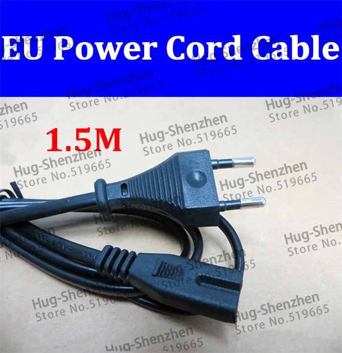 

High Quality 1.5m Figure 8 C7 to Euro European 2 pin AC Plug Power Cable Lead FIG 8 Cord EU -5pcs /lot