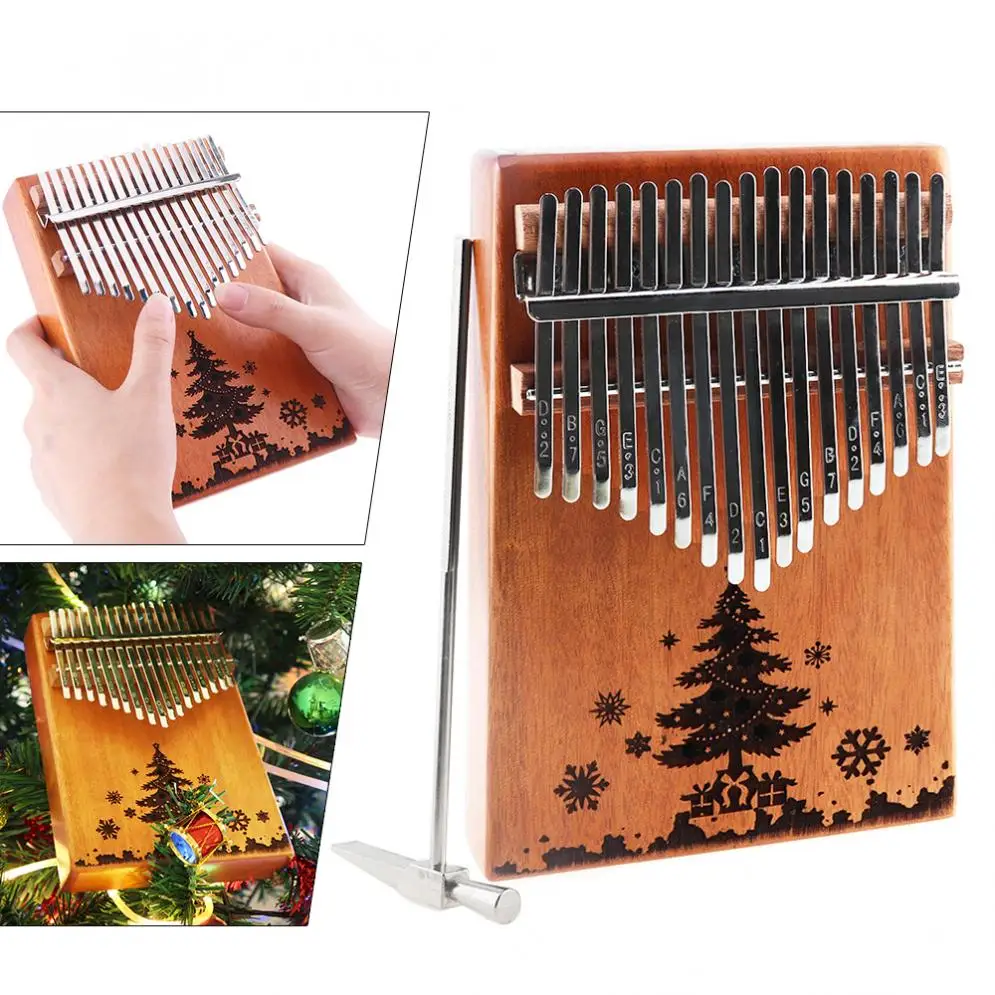 

17 Key Kalimba Christmas Tree Sound Hole Single Board Mahogany Thumb Piano Mbira Natural Mini Keyboard Instrument Christmas Gift