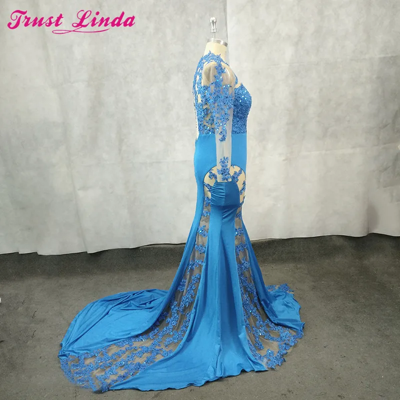 Precioso vestido de sirena para madre, vestido de lujo abendkleider con cuello redondo, apliques con cuentas, diamantes de imitación, mangas largas, tallas grandes, vestidos de Graduación