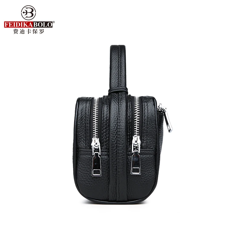 Hot Selling Genuine Cow Leather Men Clutch Bag Double Zipper Men\'s Clutch Fashion Cowhide Business Men Purse Male Mobile Wallets