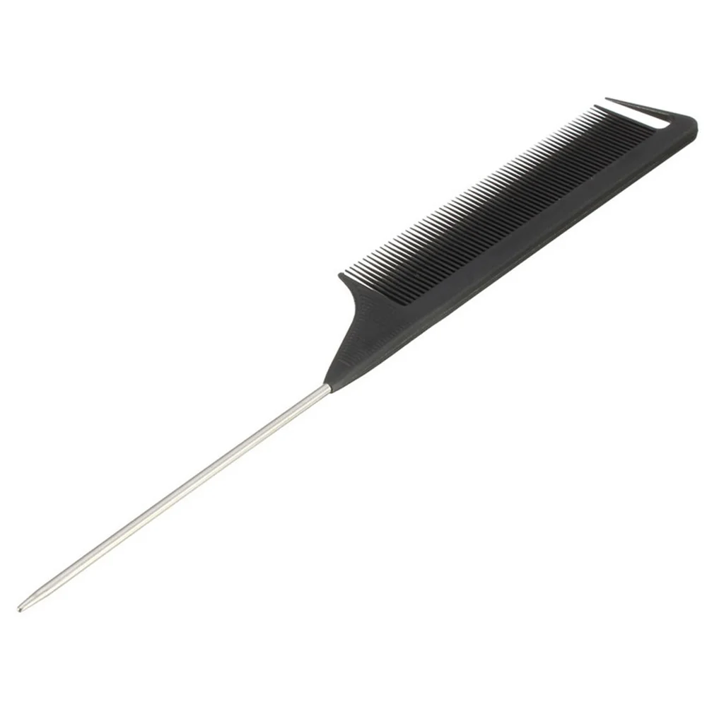 Hot Fashion Black Fine-tooth Comb Metal Pin Anti-static Hair Style Rat Tail Comb 220x28x4mm Hair Styling Beauty Tools