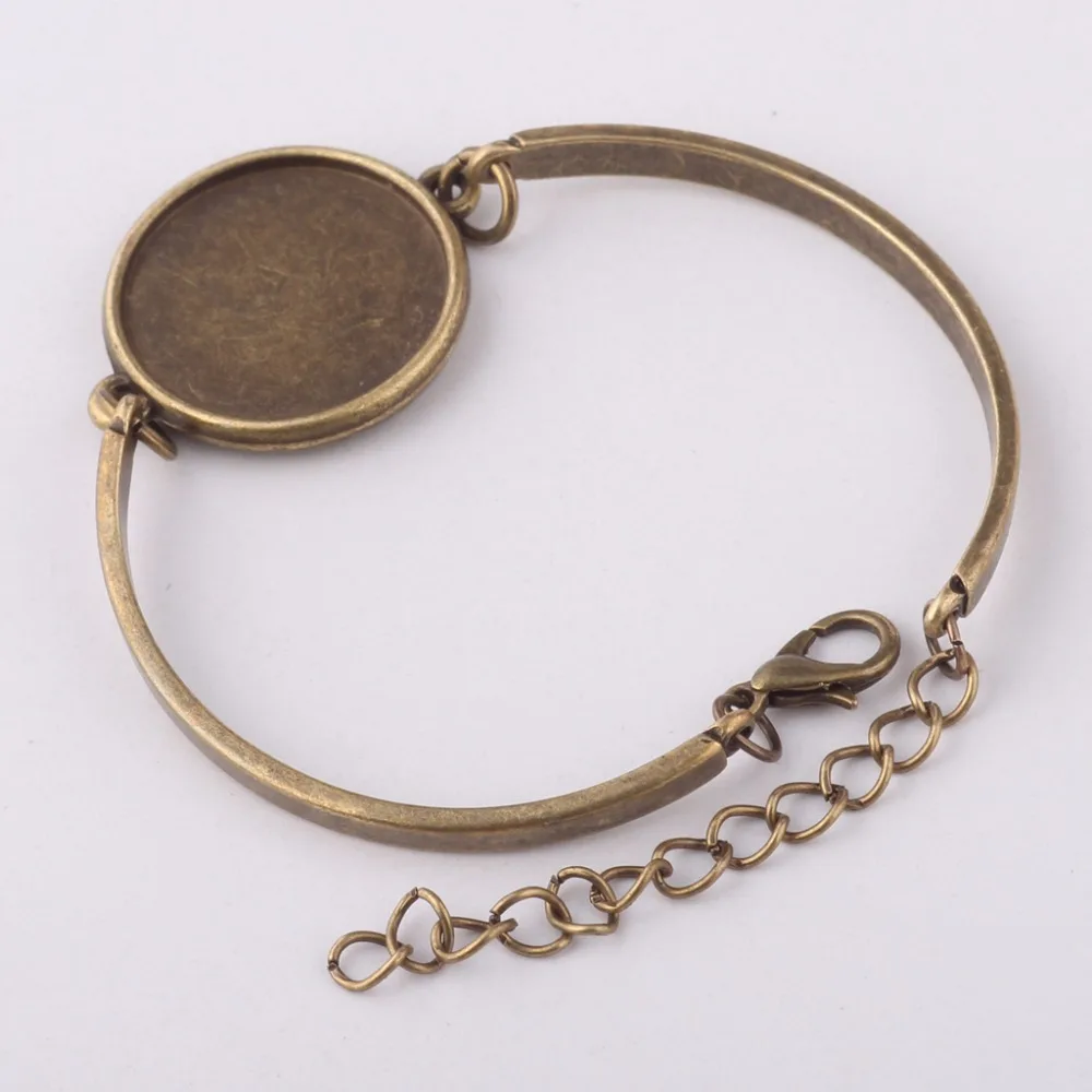 Reidgaller-cabujón de bronce antiguo para pulsera, 10 piezas, base en blanco, ajuste de camafeo redondo de 20mm, bandejas, accesorios para pulseras diy